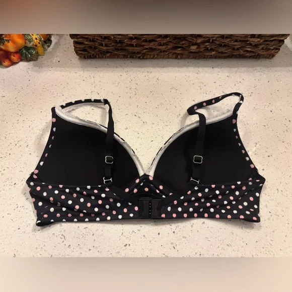 Victoria's Secret Body by Victoria No-Wire Black and Pink Polka Dot - Picture 2 of 4